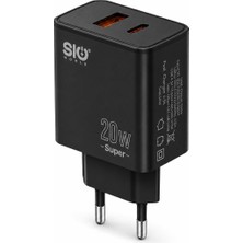 Teknofone Sio World 20W Hızlı Şarj Adaptörü | Usb-C Pd + Usb-A | iPhone "17,16, 15, 14, 13, 12, 11 ve Se Serileri ile Uyumlu