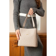 Just Polo Kadın Monogram Baskılı El ve Omuz Çantası Ebat 25 x 25