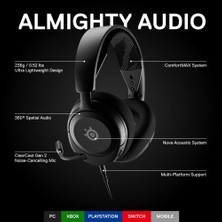 Aesco Steelseries Arctis Nova 1 – Multi-Platform Gaming Kulaklık – Hi-Fi Sürücü – 360° Surround Ses – Airweave Memory Foam Kulak Yastıkları – Gürültü Önleyici Mikrofon, Pc, Ps5, Switch, Xbox – Siyah