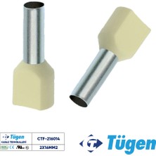 Tügen 2X16,00MM2 Çift Girişli Izoleli Yüksük Bej ( 1 Kutu 50 Adet )
