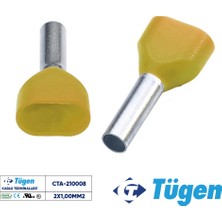 Tügen 2X1,00MM2 Çift Girişli Izoleli Yüksük Sarı ( 1 Kutu 500 Adet )