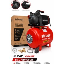 Böhrer BA011459 4 Kat 4 Daire Bakır Sargılı Otomatik Aç Kapa Hidrofor - 1.0 Hp 50L Full Set