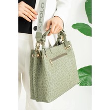 Just Polo Kadın Yeşil Taba Gofraj Kabartma Desenli Mıknatıslı Çıtçıt Kapama El Çantası MH4031MH