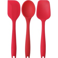 Empressco Pembe Silikon Spatula ve Kaşık Seti, Büyük Boy, Yanmaz, Yapışmaz