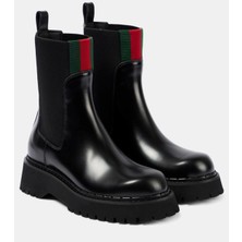 Gucci Şeritli Deri Kalın Taban Kadın Bot