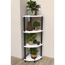 Remaks Flora 4 Raflı Moblen Çiçeklik Saksılık Balkon Bahçe Dekor Raf Stand-Beyaz