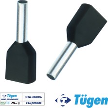 Tügen 2X6,00MM2 Çift Girişli Izoleli Yüksük Siyah ( 1 Kutu 100 Adet )