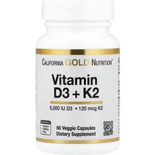 California Gold Nutrition Vitamin D3 + K2 Mk-7 5000 Iu 60 Veggie Caps