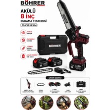 Böhrer BA011408 2 Akülü Kömürsüz 20CM Dal Budama Testeresi 10 Pilli 36V 5AH