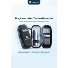 Sekors Siyah Dijital Göstergeli Insülin Taşıma Çantası Medikal Soğutucu + 2 Adet Jel