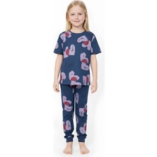 Modanino Kız Çocuk %100 Pamuk ve Baskılı Pijama Takımı 3-8 Yaş 12720IS