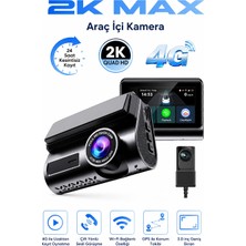 Bagajon 2k Max Araç Içi Kamera 4g Çift Kameralı Wifi Gps Uzaktan Canlı Izleme Gece Görüşlü G-Sensör 24 Saat Park Modu