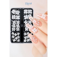 Misyul Tırnak Süsleme Taşlı Çiçek Charm Seti 6'lı Nail Art Tırnak Süslemesi