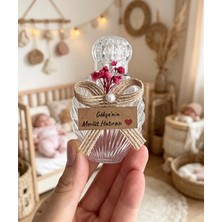 Pearl Star (50 Adet) Pembe Çiçekli Etiketli Mika Plastik Istiridye Boş Kolonya Şişesi (40ML|TIPA+KAPAK)