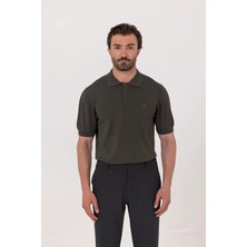 Sabri Özel Koyu Yeşil Regular Fit Göğüs Nakış Detaylı Polo Yaka Triko T-shirt