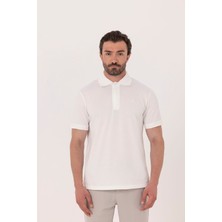 Sabri Özel Ekru %100 Pamuk Gizli Fermuarlı Polo Yaka T-shirt