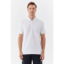 Sabri Özel Ekru Piti Kare Desenli Pamuklu Polo Yaka T-shirt
