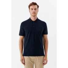 Sabri Özel Lacivert %100 Pamuk Patlı Polo Yaka  Regular Fit T-Shirt