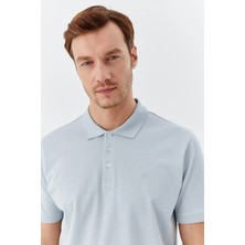 Sabri Özel Açık Gri %100 Pamuk Dokuma Slim Fit Polo Yaka T-shirt