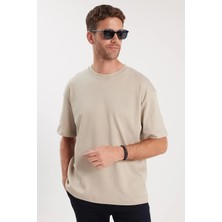 Tudors Unisex Oversize Geniş Kesim %100 Pamuk Yumuşak Dokulu Basic Bisiklet Yaka Taş Tişört