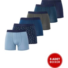 Tudors Erkek 6'lı Pamuklu Likralı Esnek Kumaş Premium Seri Boxer