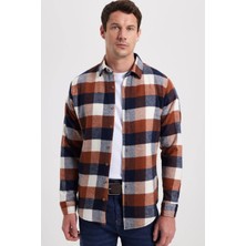 Tudors Erkek Slim Fit Dar Kesim Kareli Kışlık Oduncu Gömlek