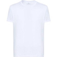 Tudors Unisex Slim Fit Dar Kesim %100 Pamuk Yumuşak Dokulu Beyaz Bisiklet Yaka Tişört