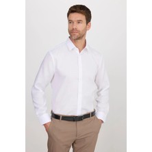 Tudors Slim Fit Beyaz Non-Iron %100 Pamuk Doğa Dostu Ekoteks Belgeli Ütü Gerektirmez Gömlek