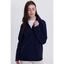Tudors Kadın Standart Fit Antipilling Tüylenme Yapmayan Soğuk Geçirmez Lacivert Bato Yaka Polar Sweatshirt