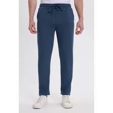 Tudors Erkek Slim Fit Dar Kesim Beli Bağcıklı 3 Cepli Geniş Paça Koyu Petrol Eşofman Altı