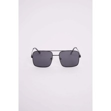 Tudors Unisex Retro Tasarım UV400 Korumalı Siyah Metal Çerçeveli Kare Güneş Gözlüğü