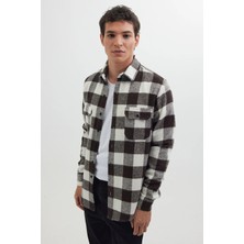 Tudors Erkek Slim Fit Dar Kesim Uzun Kollu Kapaklı Çift Cepli Kareli Kışlık Oduncu Gömlek