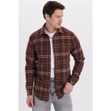 Tudors Erkek Slim Fit Dar Kesim Kareli Kışlık Oduncu Gömlek