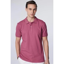 Tudors Erkek Slim Fit Dar Kesim %100 Pamuk Düz Pike Mor Polo Yaka Tişört