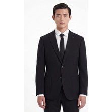 Sabri Özel Siyah Slim Fit 6 Drop Mono Yaka Modal Kumaş Lastikli Bel Astarsız Takım Elbise