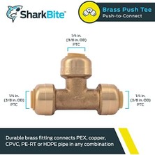 Palmira Demir Sharkbite 1/4 Inç (3/8 Inç Od) Tee, Pirinç Tesisat Bağlantısı Bağlantısı Için Itin, Pex Boru, Bakır, Cpvc, Pe-Rt, Hdpe, U358LFA