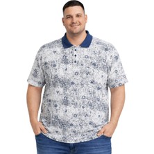 Battal Moda Erkek Büyük Beden Indigo Polo Yaka Marina Kısa Kollu Tişört 3xl-4xl-5xl-6xl