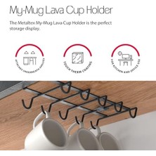 Palmira Demir My Mug-Bardak Askısı Touchtherm Lava Kaplama Siyah, 28X14X6CM