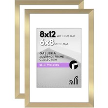 Palmira Demir 8X12 Resim Çerçevesi 2 Inç Altın Seti - Mat ile 6x8 Resim Çerçevesi Veya Matsız 8X12 Çerçeve Olarak Kullanın - Yatay Veya Dikey Ekran Için Pleksiglas Kapaklı Kolaj Resim Çerçeveleri