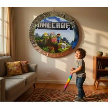 Aktez-El Minecraf Temalı Katlanabilir Pinyata ve Sopası