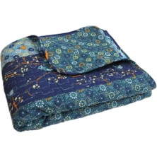 Palmira Demir Lush Decor Royal Empire Örtü, Ters Çevrilebilir, Çiçek Desenli, 152,4 x 127 Cm, Tavus Kuşu Mavisi, Pamuk, Tavus Kuşu, 60 x 50 Inç