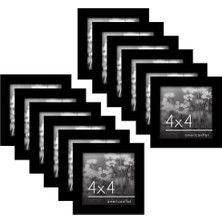 Palmira Demir 4x4 Picture Frame With Polished Plexiglass - Set Of 12 - Signature Collection - Picture  With Engineered Wood - Square Frame For Tabletop And Wall Display - Black