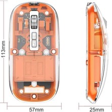 Semel Mouse Fare Kablosuz Mouse Fare Şarjlı Bluetooth Sessiz 5 Tuşlu Şeffaf