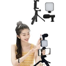 Semel Tripod Telefon Tutucu Kumandalı Mikrofon LED Işık Vlog Video Kayıt