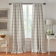 Palmira Demir Fashions Pencere Paneli Kareli Karartmalı Pencere Perdesi Panelleri/oturma Odası, Yatak Odası, Yemek Odası, Siyah, 132 cm x 241 cm (1