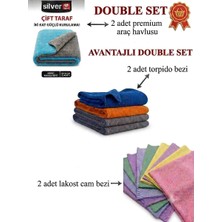 Silver Home Premium 6'lı Double Araç Temizlik Seti - 600 Gsm Kurulama + 400 Gsm Torpido + Lakost Cam Bezi (Her Üründen 2 Adet)