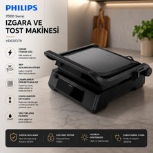 Philips 7000 Serisi Izgara ve Tost Makinesi, Hassas Dijital Kontrol, Izgara Için Tam Açılır, Ayarlanabilir Çıkarılabilir Plakalar, HD6307/70