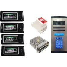 4 Daire Nts 2001-S 4,3'' Görüntülü Diafon SİYAH-8003 Tuş Takımlı Şifreli Zil Panelli Set