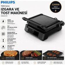 Philips 7000 Serisi Izgara ve Tost Makinesi, Hassas Dijital Kontrol, Izgara Için Tam Açılır, Ayarlanabilir Çıkarılabilir Plakalar, HD6307/70
