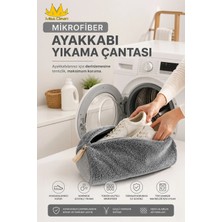 Missclean Ayakkabı Yıkama Çantası Özel Mikrofiber Kumaş 600 Gsm Fermuarlı Büyük Boy Mikrofiber Gri Renk